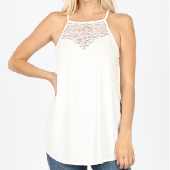 Zenana Outfitters Tops Ivory Lace Tank Poshmark